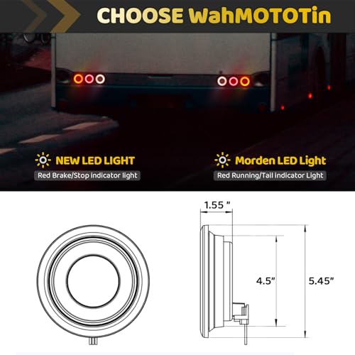 2pcs Smoked Lens 4 inch Round Red 64 LEDs Trailer Trucks Halo Brake Stop Running Turn Signal Tail Lights w/Rubber Grommet Sealed Waterproof IP67 For RV/Van, DC 12V