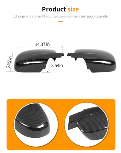 Carbon Fiber Fully Mirror Caps Covers Compatible with 2007-2014 Chevy Silverado GMC Sierra Avalanche Tahoe Suburban Yukon Escalade ESV Side View Door Mirror Cover Caps (Left Right) - color: Fully Caps Carbon fiber