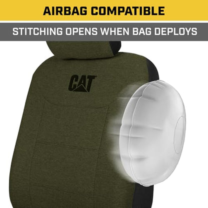 Cat CozyBlend Car Seat Covers, Olive Green Heather - Premium Jersey Fabric Seat Covers for Cars Trucks SUV, Breathable Cotton Car Seat Covers Front Seats Only, Universal Fit Automotive Interior Covers - color: Olive Green