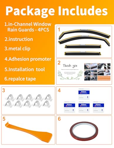 in-Channel Window Rain Guard for Fit for Jeep Cherokee 2014-2023 Rain Guards Side Window Visors Low Profile Vent Visor Window Deflectors Vent Shades Car Accessories - size: 2014-2023 Jeep Cherokee