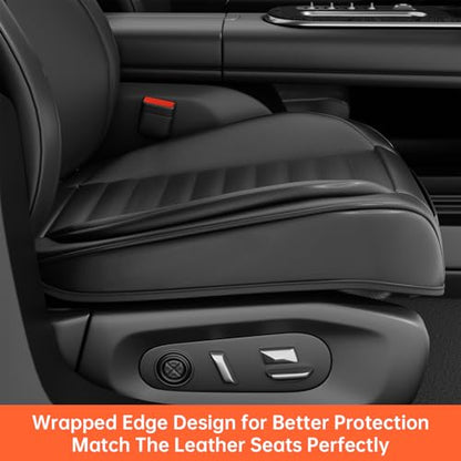 2 Pack Car Bottom Seat Cover, Luxury Leather Front Seat Covers, Breathable and Waterproof Automotive Bottom Seat Covers, Universal Anti-Slip Seat Covers Fit for Most Vehicles (Black, 2 PCS) - color: Black-2 PCS