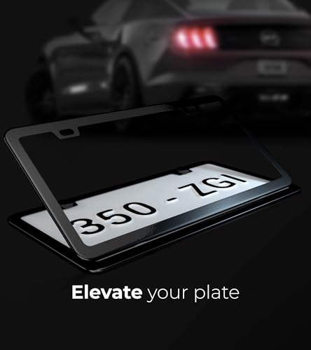 Black License Plate Frame - 2-Hole Sleek Style, Stainless Steel, Premium Metal Durability, Easy Install, 2-Pack Gift Box - Matte Painted Finish - color: Matte Black(Top-Purchased)