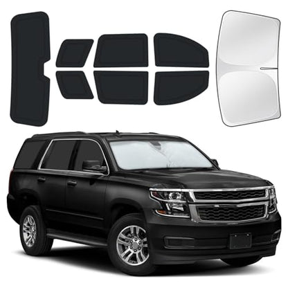 for Chevrolet Tahoe 2015-2020 Car Window Shades, 8pcs Privacy Sun Shade Set for Front Windshield Side and Rear Windows, Full Window Covers Keeps Vehicle Cool for Camping Napping - size: fit for Chevrolet Tahoe 2015-2020