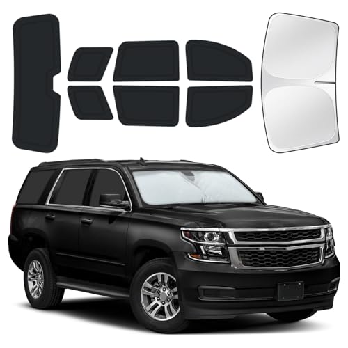 for Chevrolet Tahoe 2015-2020 Car Window Shades, 8pcs Privacy Sun Shade Set for Front Windshield Side and Rear Windows, Full Window Covers Keeps Vehicle Cool for Camping Napping - size: fit for Chevrolet Tahoe 2015-2020