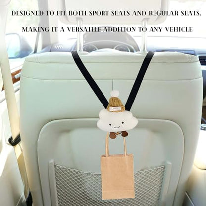 2 Pieces Cloud-Shaped Car Seat Hooks | Universal Vehicle Organizer for Sport & Regular Seats | Bag, Purse, Grocery, and Umbrella Holder | Interior Accessories