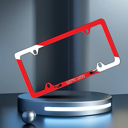 Let‘s Dive License Plate Frame Dive Flag License Plate Frames Personalise Stainless Steel Funny Design Compatible with Standard License Plate Holder for USA and Canada 6 X 12 with Screws - color: Let‘s Dive