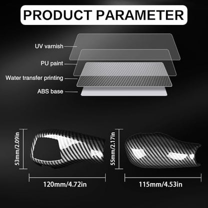 Car Gear Shift Knob Cover Carbon Fiber Grain Interior Trim Protector Accessories for BMW F06 F07 F10 F18 F20 F21 F22 F23 F30 F31 F32 F34 F35 X3 X4 X5 X6 1 2 3 4 5 Series GT(2010-2019) - size: BMW-2PCS