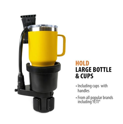 ToughTested TNT Tough N' Thirsty Mega XL Cupholder & Device Mount | Expands to Fit 1.2L Bottles | Adjustable 9" Gooseneck Arm for Phones, Tablets, GPS | Heavy-Duty Vehicle Accessory