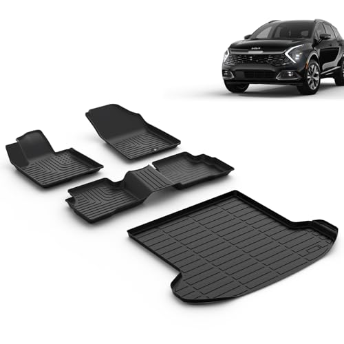 Floor Mats & Cargo Liner for 2025 2024 2023 Kia Sportage Hybrid All Weather Guard Car Mats Floor Liners Trunk Mat Cargo Mat Kia Sportage Hybrid Floor Mats Trunk Liner Accessories - style: 9)For Kia Sportage Hybrid 2023-2025 Full Set