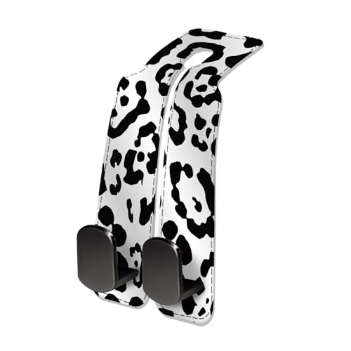 Car Seat Headrest Hook, Universal Leather Cute Hanger Holder Hook, Storage Organizer Interior Accessories for Purse Bags Handbag White Black Leopard - color: White Black Leopard