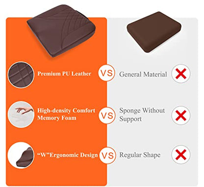 kingphenix Premium Car Seat Cushion, Memory Foam Driver Seat Cushion to Improve Driving View- Coccyx & Lower Back Pain Relief - Seat Cushion for Car, Truck, Office Chair (Leather Brown) - color: Leather Brown