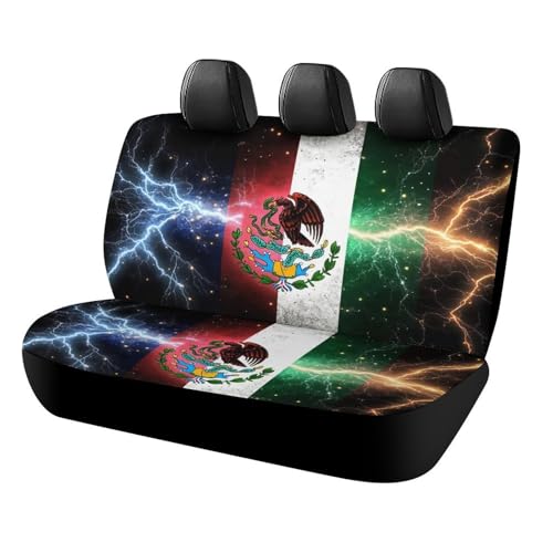 Breathable Comfortable Back Seat Covers Compatible with 90% Vehicles Car Accessories for All Seasons, Non Fade Cool Lightnings Eagle Mexico Flag Seat Cushion Pad Mat Covers - color: Pattern 136