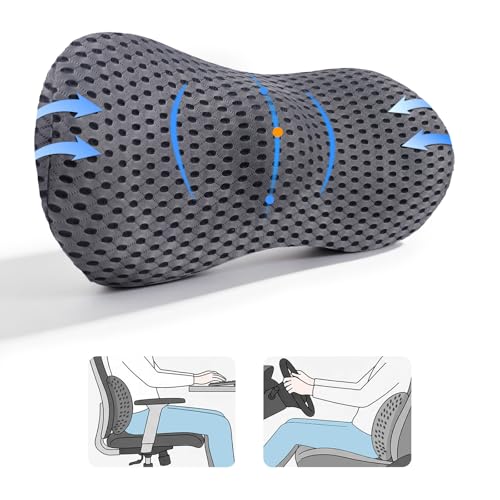 Lumbar Support Pillow, Memory Foam Lumbar Pillow for Office Chair and Car Seat, Back Pillow for Lower Back Pain Relief, Back Support Pillow for Sitting, Driving, Traveling (Light Gray) - color: Light Gray