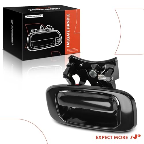 A-Premium - Smooth Black Tailgate Handle Latch and Bezel Trim with Rod Clips - Compatible with Chevy & GMC Models - Silverado Sierra 1500 2500 3500-1999-2007 - Replace# 15997911, 15228539, 15228541 - color: Smooth Black, size: Tailgate Handle & Bezel