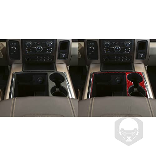 Premium Real Carbon Fiber Central Control Gear Shift Panal Cover Trim Compatible with Dodge Ram 1500/2500/3500 2013 2014 2015 Accessories Red Style B - color: Red 25