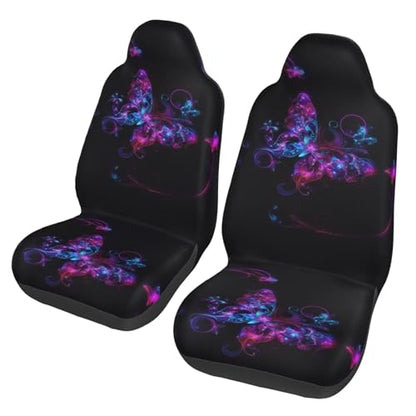 Purple Butterfly Car Seat Covers Front Seat Only Cloth Auto Seat Cover Boho Purple Butterfly Universal Fit, Automotive Seat Covers, Washable Car Seat Protector for SUV, Sedan, Van, Black - color: Butterfly
