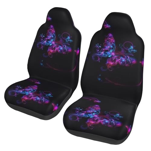 Purple Butterfly Car Seat Covers Front Seat Only Cloth Auto Seat Cover Boho Purple Butterfly Universal Fit, Automotive Seat Covers, Washable Car Seat Protector for SUV, Sedan, Van, Black - color: Butterfly
