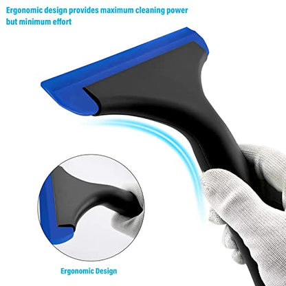 Gomake Small Silicone Squeegee Window Shower Squeegee Tool,Auto Water Blade for Car Windshield, Window, Mirror, Glass Door,Bathroom - color: Black+ Blue