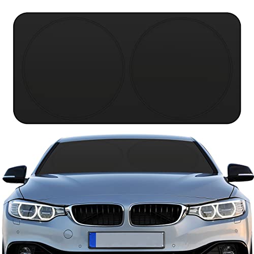 Windshield Sun Shade Foldable Car Front Window Covers for Car Accessories Sun Heat UV Rays Visor Protector Protection for Universal Cars SUV Truck (Solid Black) - style: Solid Black