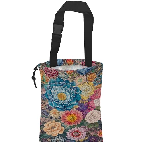 Car Trash Bag Hanging Blooming Flowers Car Trash Can Waterproof Garbage Bag Hanging for Car Back Seat - color: Blooming Flowers