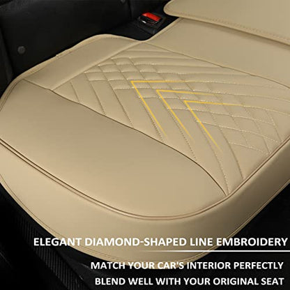 GIANT PANDA Premium PU Leather Rear Car Seat Cover Protector, Luxury Adjustable Anti-Slip Bottom Bench Seat Cover (50~55.5''),Fits 90% of Vehicles, Back Seat Cover, Beige - color: Rear Seat Beige, size: 1 Piece Standard Size
