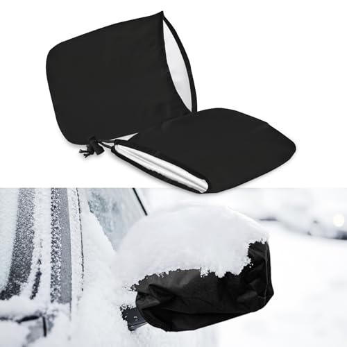 2PCS Car Side Mirror Covers, Side View Mirror Cover, Waterproof Auto Rearview Protector with Drawstring, Car Winter Rearview Guard for Ice Snow Fallen Leaves Fits Most Vehicles (Black) - color: Black