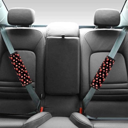 Red Strawberry Car Seat Belt Cover Shoulder Safety Strap Covers Pads Fashion Auto Interior Anti-Slip Shoulder Strap Protect Fit for Most Cars, Vehicles, SUVs - color: Red Strawberry