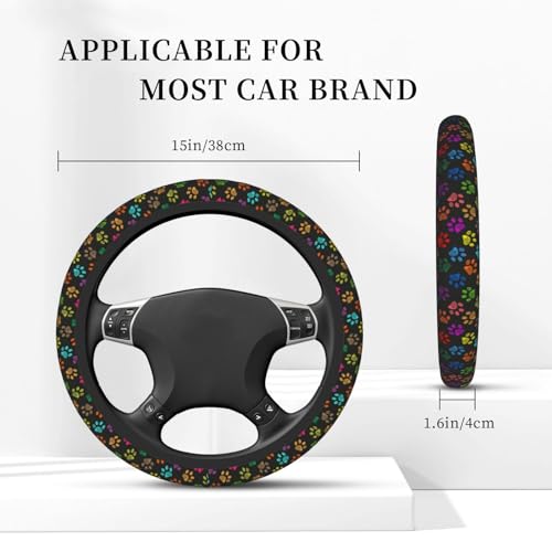 Colorful Paw Print Elastic Steering Wheel Cover Universal 15 Inch - color: 16