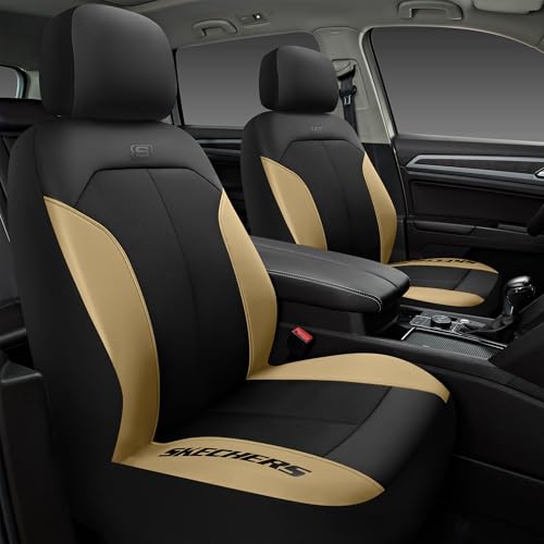 Skechers Car Seat Covers,GOGA Mat Oxford Cloth Seat Covers,Waterproof Car Seat Covers Front Seats,Automotive Universal Fit Seat Cover for Most Cars, Suvs, Trucks,Beige - color: Black & Beige, size: Two Front