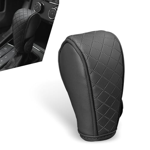 Car Gear Shift Knob Cover, Soft Leather Car Stick Shift Konb Cover, Anti-Slip Auto Konb Gear Shift Stick Protector, Universal Car Shift Protector Decorative Accessories for Most Cars (Black) - color: Black