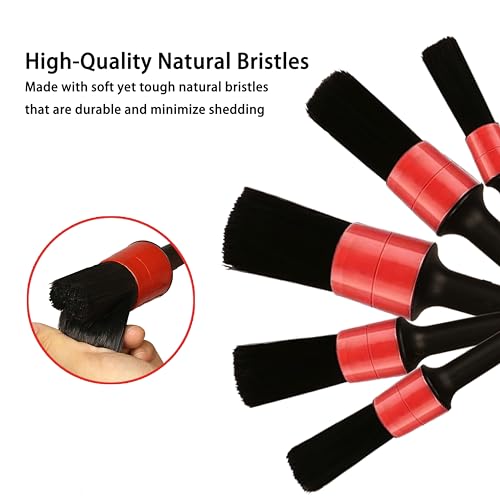 Car Detailing Brush Set, Scratch-Free Soft Bristle Brushes for Interior and Exterior Cleaning, Wheels, Air Vents, Dashboard, and Leather Surfaces, 5 Pcs - size: 5 PCS