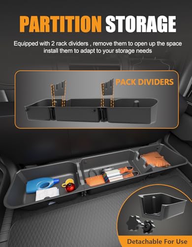 KINGGERI Under Seat Storage Boxes Compatible with 2015-2026 Ford F-150 F150 SuperCrew Cab, 2017-2026 Ford F-250 F-350 F-450 F-550 Super Duty, Upgraded Rear Under Back Seat Cargo Tool Box Organizer - size: 15-26 Ford F150 & 17-26 F250 F350 F450 F550