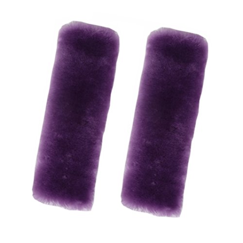 U&M 2 Pack Genuine Sheepskin Auto Seat Belt Cover for Adult Youth Kid Toddlers -Soft Warm Car, Truck, SUV, Camera Backpack Strap Shoulder Pad Wool Fluffy - color: light purple