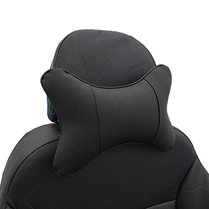 Car Neck Pillows 2pcs Pack Car Headrest Pillow Pu Leather Car Cervical Pillows for Traveling Car Pillows Filled by Fiber (Black) - color: Black