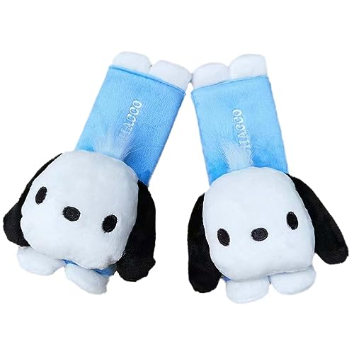 Kawaii Car Seat Belt Strap Cover, Cute 2 Pieces Set Anime Seat Strap Neck Protector Car Decorations for Women (Pocha) - color: Pocha