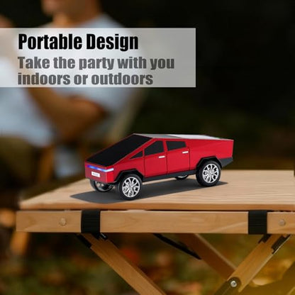 Futuristic Truck Bluetooth Replica Speaker with LED Display Screen – Portable Future-Style Audio with TWS Link, FM Radio, LED Lighting and Built-in Mic, For Every Technology and Truck Lover (Red) - color: Red