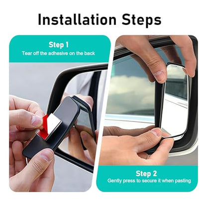 2 PCS Car Blind Spot Mirrors, Anti-glare Adjustable High-definition Mirrors, Rectangular Wide Angle Rear View Auxiliary Glass, Self-adhesive Accessory for Most Vehicles (Black)
