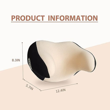 Really Helpful Car Headrest Pillow, Car Neck Pillow for Sleeping with Adjustable Strap, 100% Memory Foam & Breathable Removable Cover, Ergonomic Design - Softness Travel Car Pillow(Beige, 1PC) - color: Beige