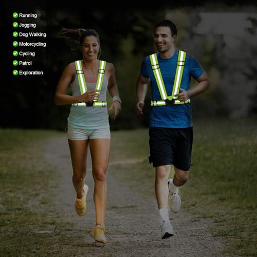 Reflective Vest Running Gear, 2Pack High Visible Safety VES for Cycling Jogging Running Walking, Adjustable for Men Women Kids - color: Green