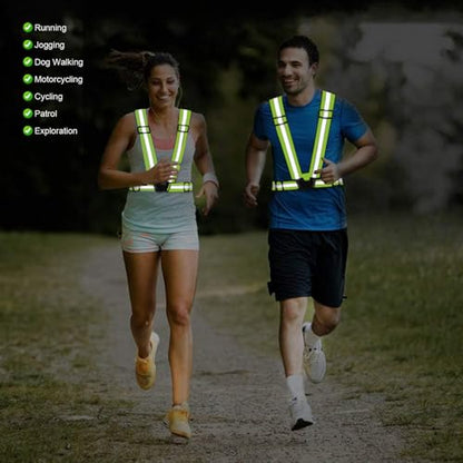 Reflective Vest Running Gear, 2Pack High Visible Safety VES for Cycling Jogging Running Walking, Adjustable for Men Women Kids - color: Green