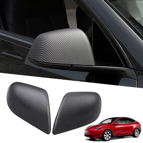 YHCDSEA Rearview Mirror Guard Cover for Tesla Model Y, Side Mirror Cover Exterior Accessories fit for Model Y 2024 2023 2022 2021 (Matt Carbon Fiber Pattern) - color: MY-Matt Carbon Fiber Pattern
