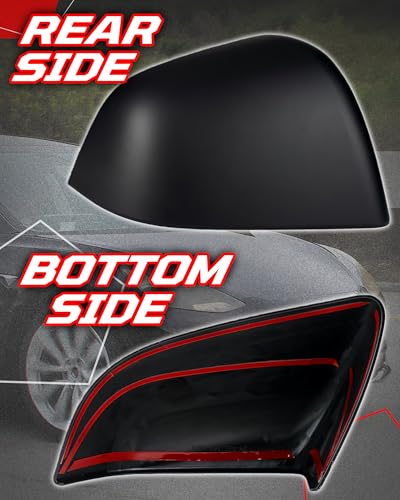 Side Mirror Caps Cover Compatible with Tesla Model Y 2021 2022 2023 2024 Matte Black Mirror Covers - color: Model Y Matte Black Mirror Covers