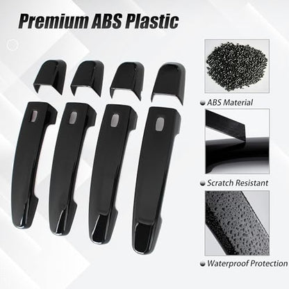 AUCERAMIC Glossy Black Exterior Door Handle Cover Trim W/ 4 Smart Keyhole Fit 2014-2022 Chevy Chevrolet Impala Malibu Volt Equinox Traverse Camaro GMC Acadia Terrain Caps Overlay