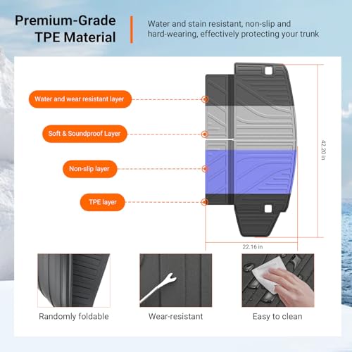 powoq Trunk Mat Compatible with 2016-2026 Dodge Durango 6&7 Seats TPE Trunk Liner Cargo Liner Replacement for 2016-2026 Dodge Durango Accessories (Trunk Mat 6&7 Seats) - color: Trunk Mat 6&7 Seats
