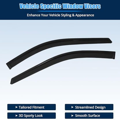 FREEMOTOR802 Tape-on Window Deflectors Fits 1996-2007 Chrysler Town & Country & Dodge Caravan, Rain Guards Side Window Visors Wind Deflectors Vent Visors Slim Style Smoke Tinted Acrylic 2 Pieces