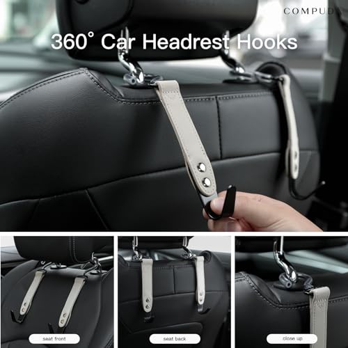 Car Headrest Hook 2 Pack Car Hook Holder Leather Headrest Hooks for Purses and Bags,SUS304 Car Hook (Grey) - color: Gray