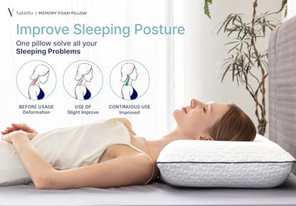 Cooling Gel Memory Foam Pillow - 1-Pack - Standard Size Bed Pillows For Sleeping - Medium-Firm - Back, Stomach and Side Sleeper Pillow - Shoulder & Back Pain Relief - Washable , Bamboo Viscose Cover - size: Standard (Pack of 1)