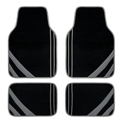 CAR PASS Carpet Car Floor Mats, Edge Leather Waterproof Car Mats with Double Stitch Line and Anti-Slip Backing Design, Fit 95% Automotive,SUVS,Sedan,Vans (Black and Gray) - color: Black and Gray