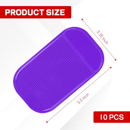 10PCS Car Dashboard Non-Slip Mat, Multifunctional Anti-Slide Sticky Pad for Auto Dashboard, Anti-Slip Dash Pad for Cell Phone, Radar Detector, Keys, Glasses, GPS, Coins (Purple) - color: Purple