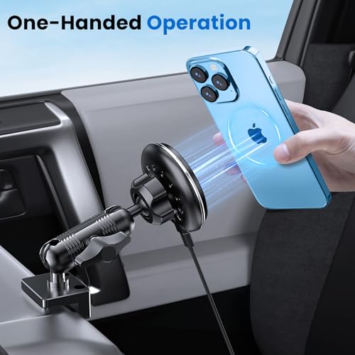 DIAMOOKY Metal Phone Mount for Toyota 4Runner 2024 2023 2022 2021 2020-2010 5th Gen 4runner Accessories Dash Cell Phone Holder W/Wireless Charging Adjustable Phone Stand Fit for All Smartphone - style: 2010-2024 (Wireless Charging)